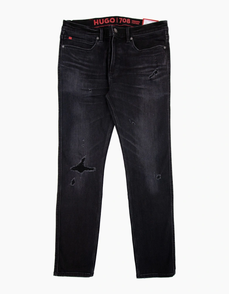 Hugo Slim-fit Jeans In Black Comfort-stretch Denim Dark Grey