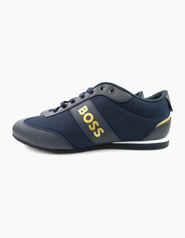 Hugo Boss Rusham Rubberised Panels Mesh Trainers Dark Blue