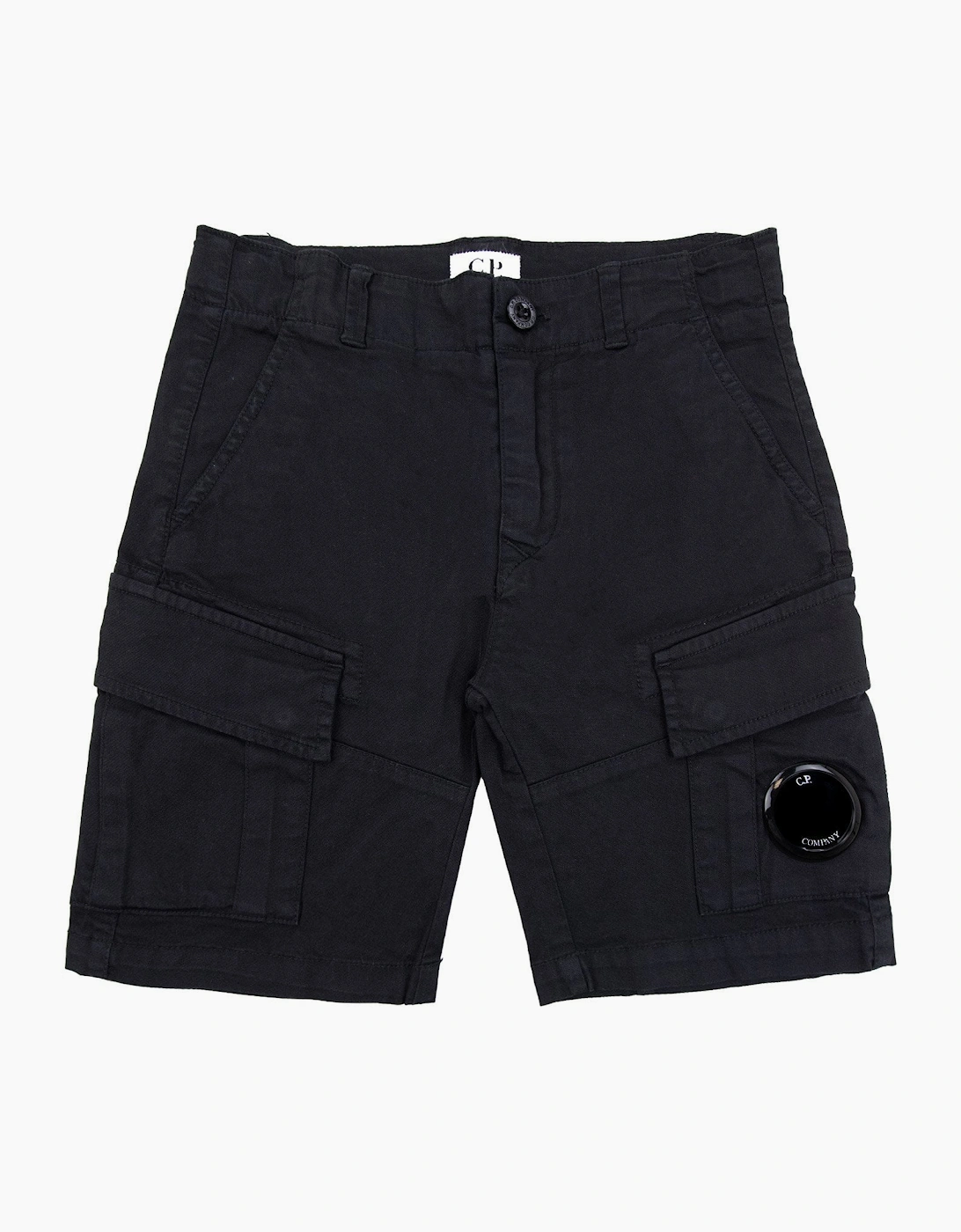 Cp Company Undersixteen U16 Stretch Satten Lens Cargo Shorts Black 999