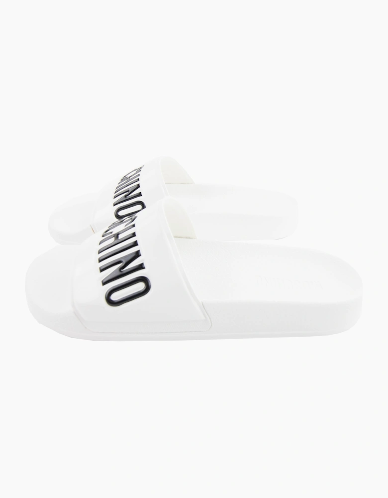 Moschino Couture Pool Slides With Logo White