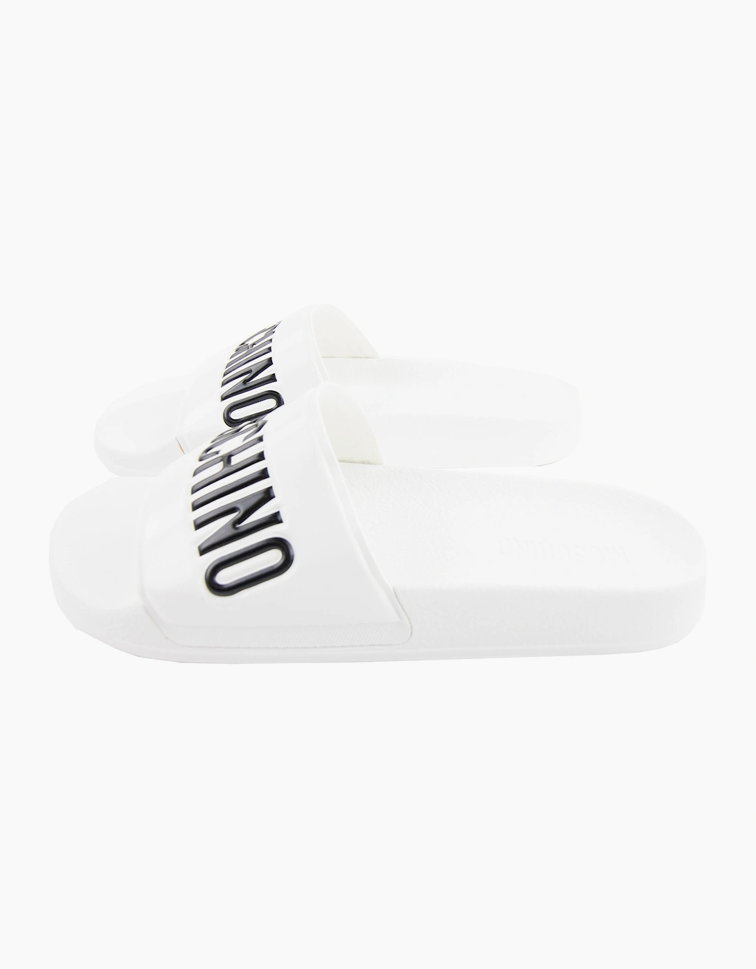 Moschino Couture Pool Slides With Logo White