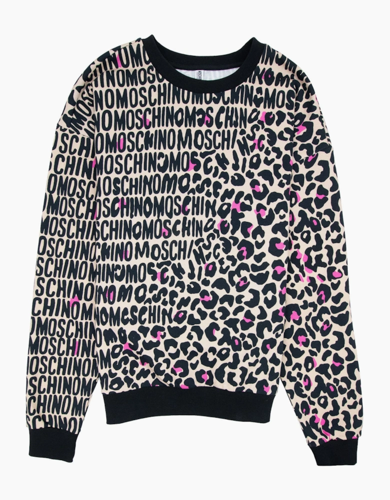 Moschino Underwear Leopard Print Crew Neck Sweatshirt Camel/black 1003