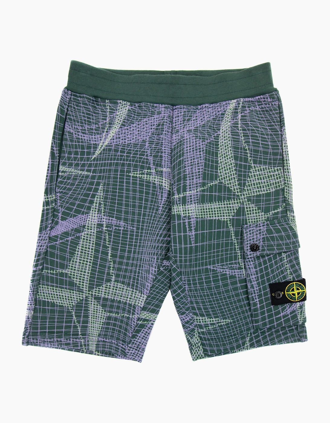 Stone Island Junior 61720 Camouflage Print Bermuda Shorts Bottle Green V0053