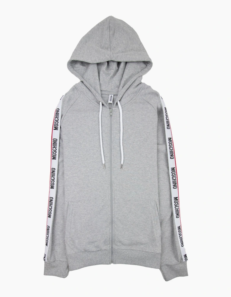 Moschino Underwear Arm Tape Logo Zip Up Hoody Light Grey