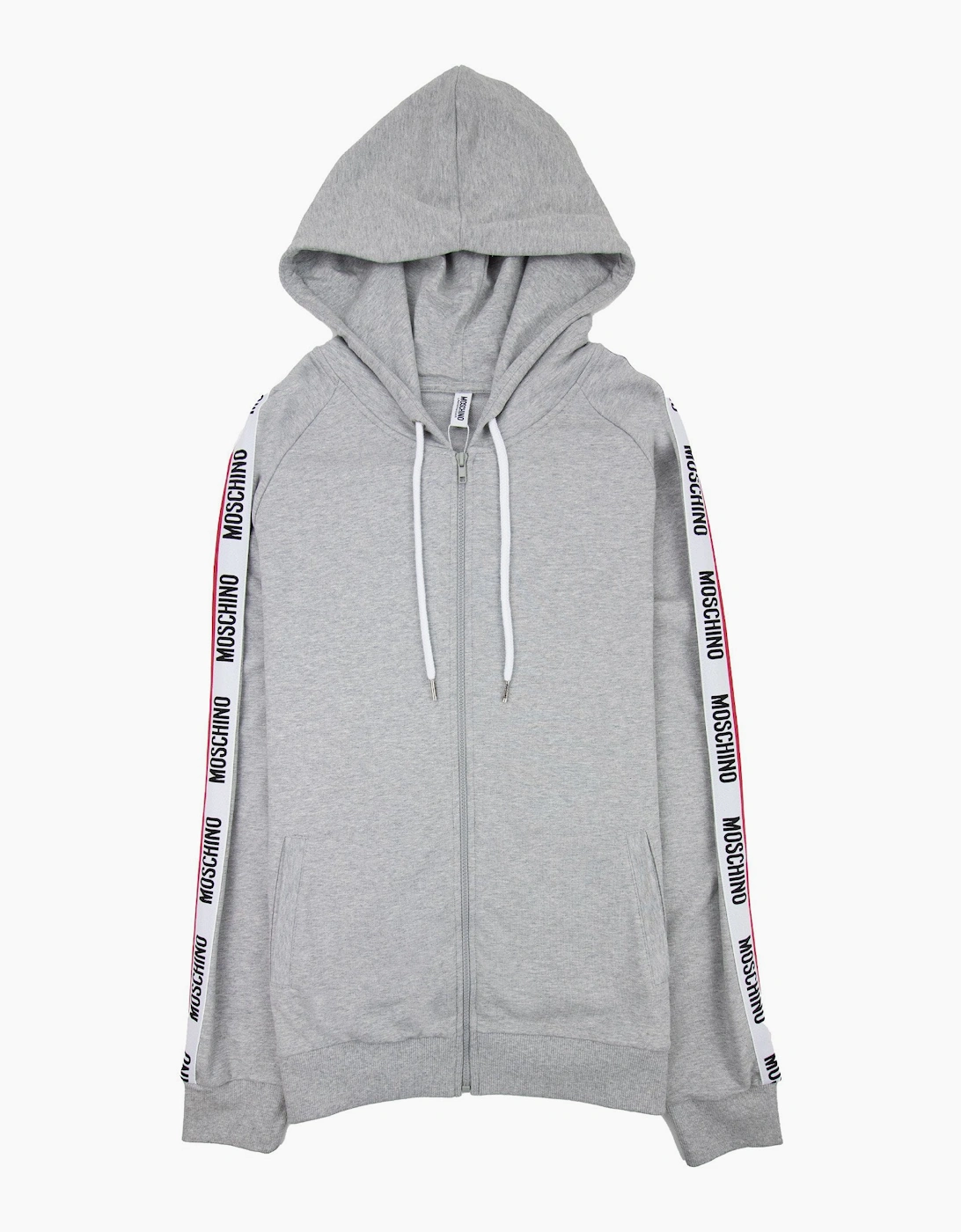 Moschino Underwear Arm Tape Logo Zip Up Hoody Light Grey, 4 of 3