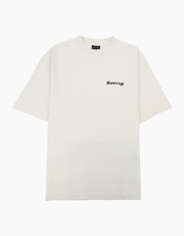 Balenciaga Painted Logo T Shirt White 9081