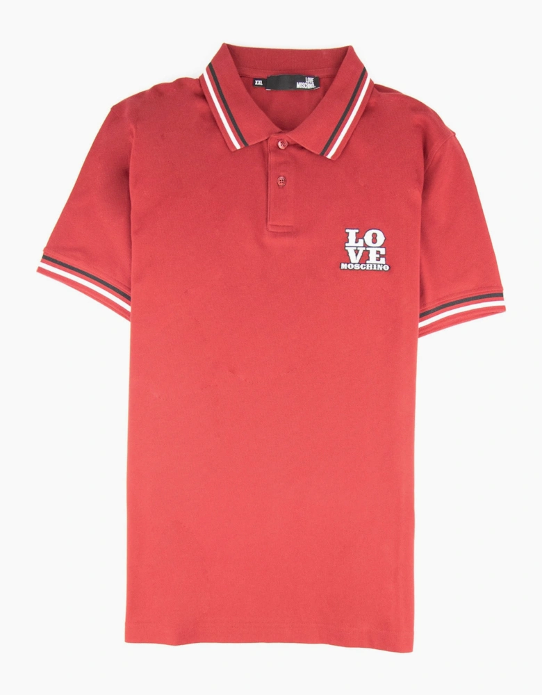 Love Moschino Embroidered Logo S/s Polo Burgundy