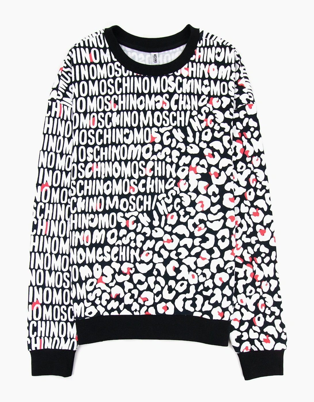 Moschino Underwear Leopard Print Crew Neck Sweatshirt White/black 5118