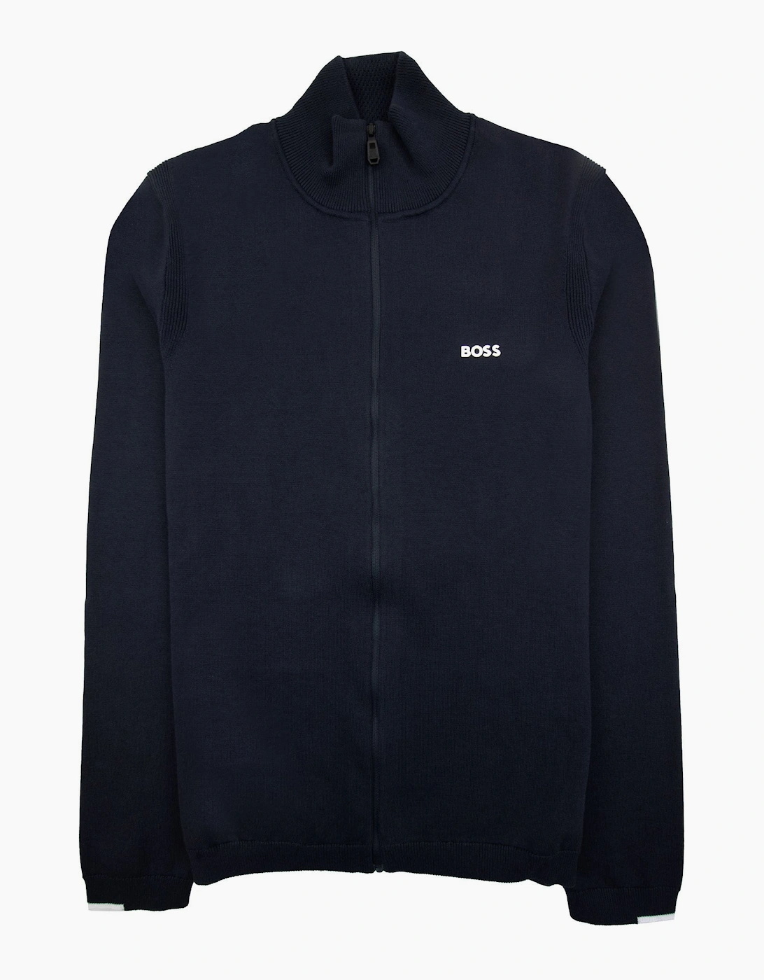 Hugo Boss Cotton-blend Full-zip Sweater With Logo Print Navy 402, 6 of 5
