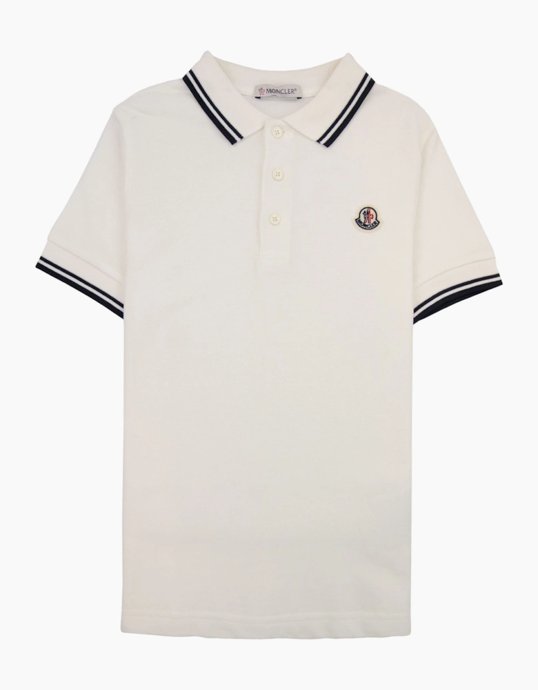 Moncler Junior Logo S/s Polo Off White 032