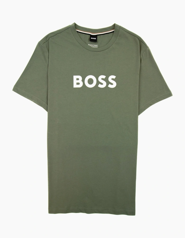 Hugo Boss Organic-cotton T-shirt With Contrast Logo Khaki