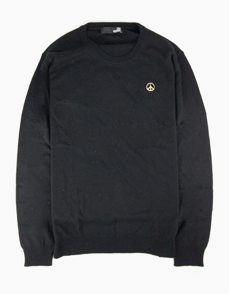 Love Moschino Gold Peace Logo Knit Sweat Black SA30