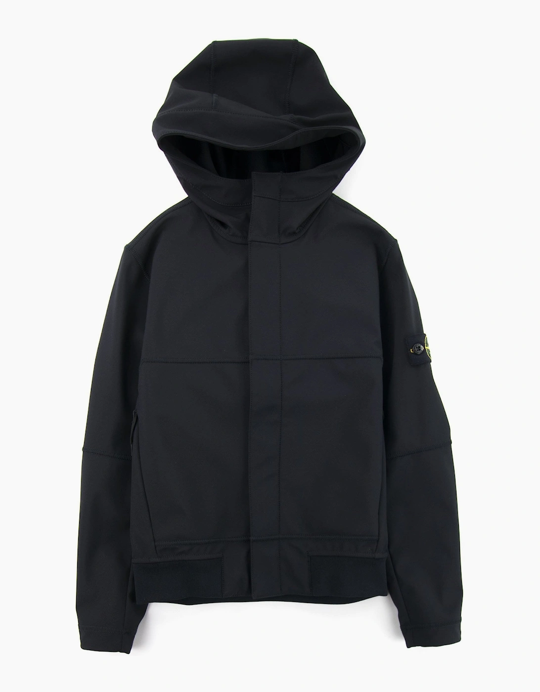 Stone Island Junior 40234 Concealed Zip Soft Shell Jacket Black V0029