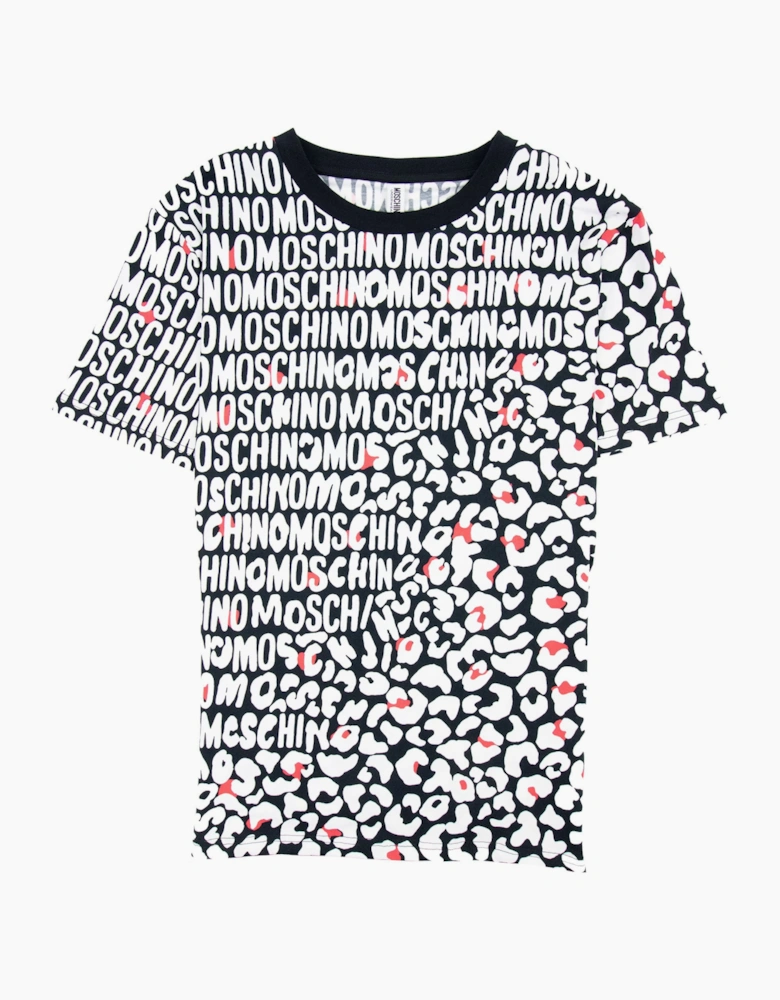 Moschino Underwear Leopard Print T Shirt White/black 5118