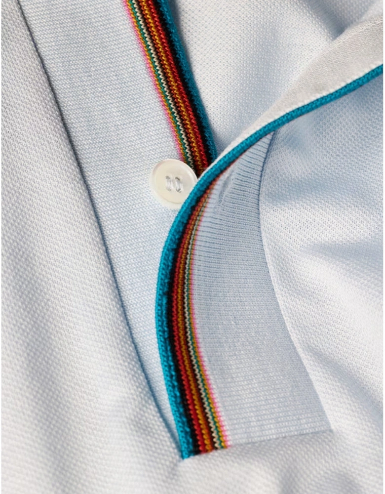 Paul Smith  Signature Stripe Trim Polo Shirt 40  Lt Blue