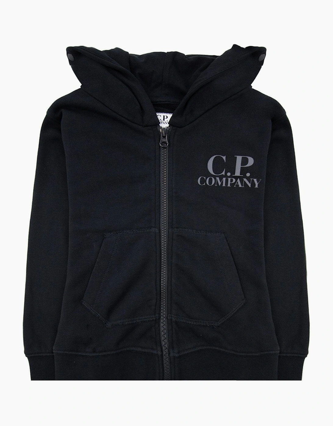 Cp Company Undersixteen U16 Diagonal Fleece Goggle Hooded Sweatshirt Black 999, 6 of 5