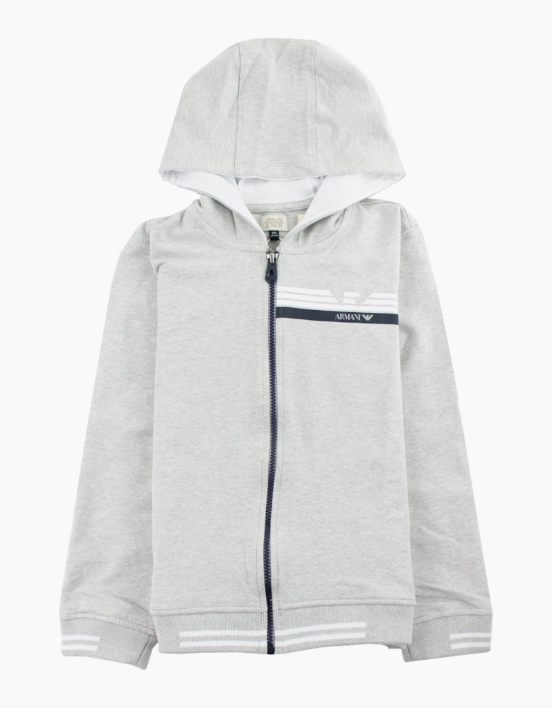 Armani Junior Logo Zipped Sweatshirt Grey