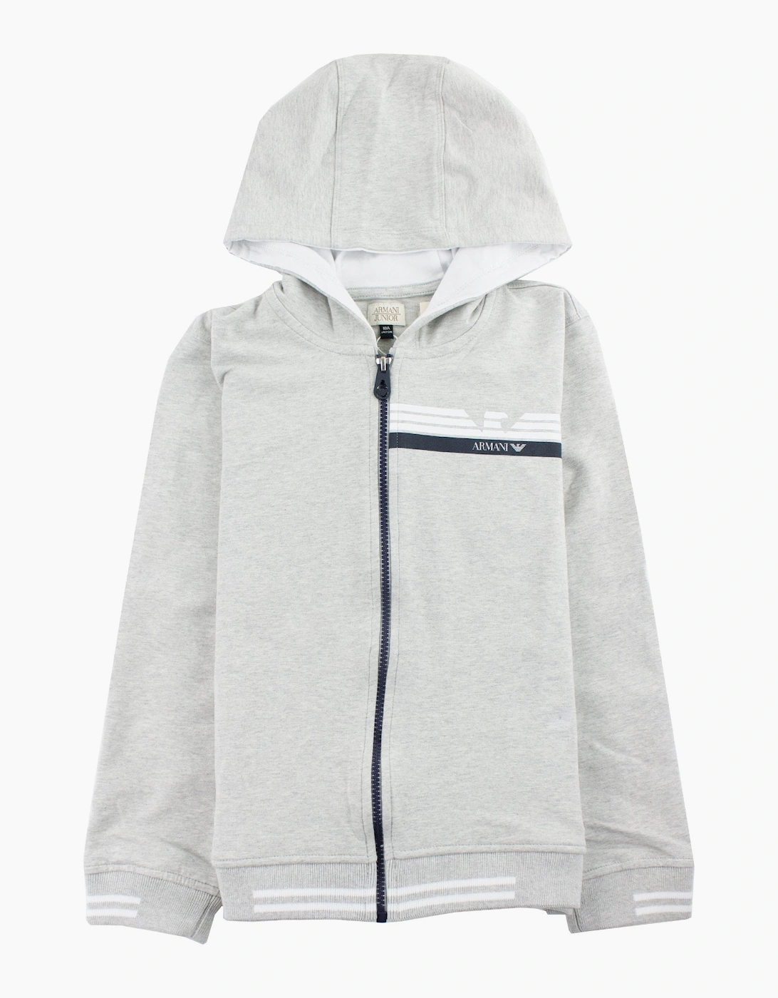 Armani Junior Logo Zipped Sweatshirt Grey, 4 of 3
