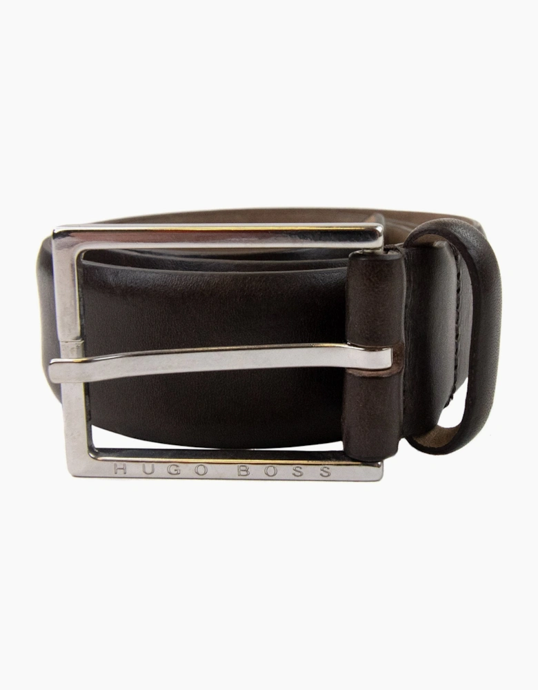 Hugo Boss Branded Metal End Tip Belt Dark Brown