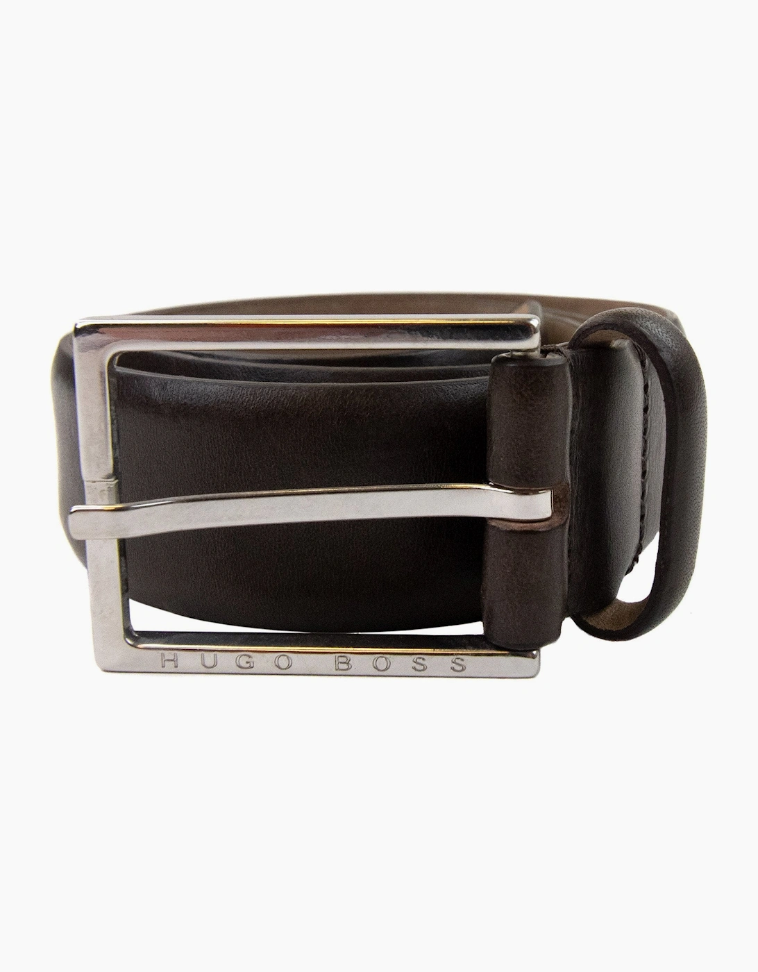 Hugo Boss Branded Metal End Tip Belt Dark Brown