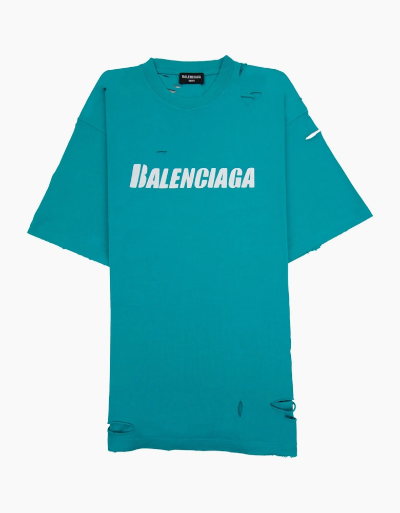 Balenciaga Caps Rip T-shirt Turquoise