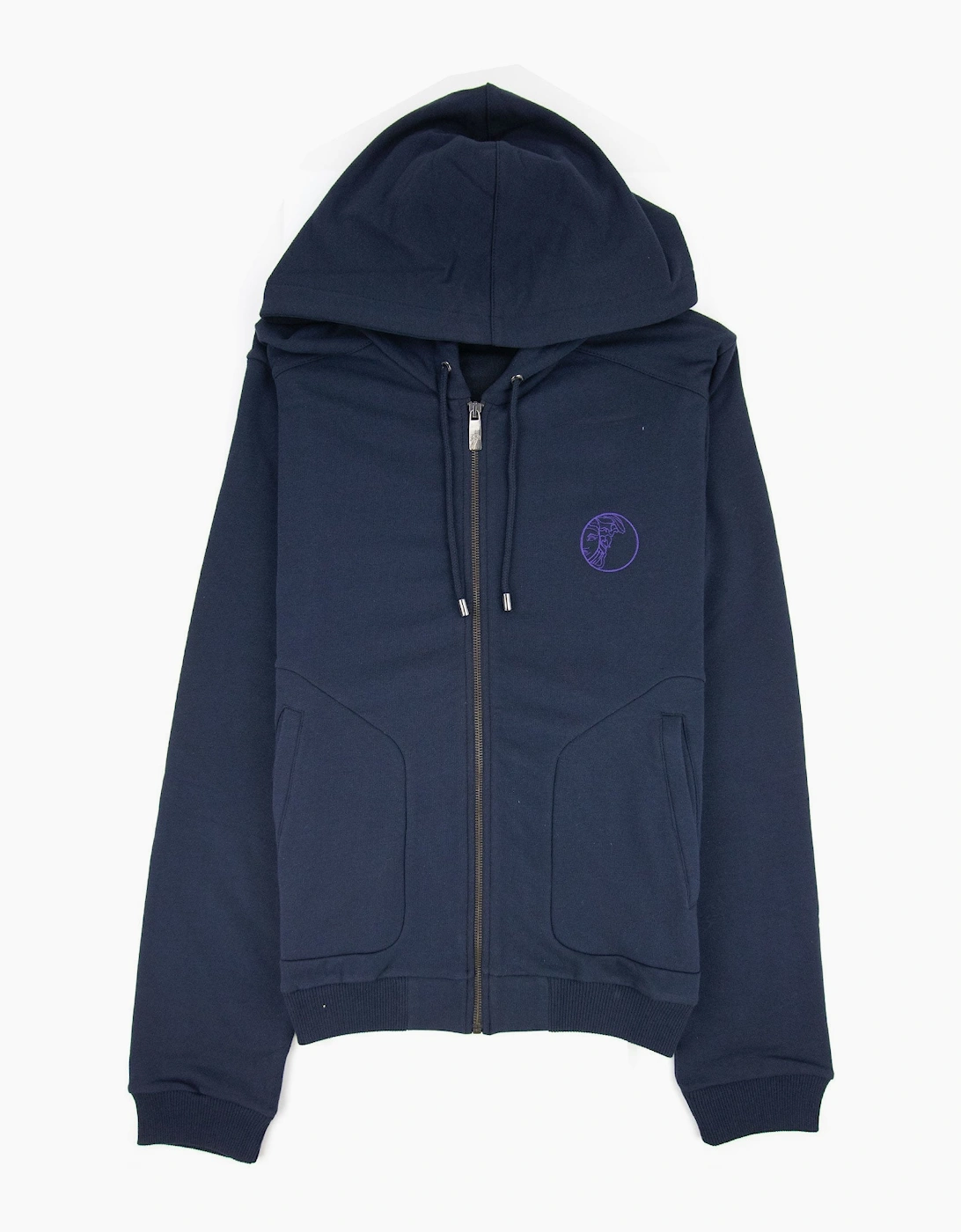 Versace Collection Embroidered Logo Zip Up Hoody Navy, 3 of 2