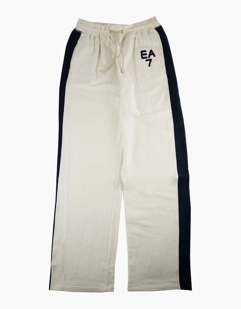 Ea7 Side Stripe Straight Leg Pantalone Off White