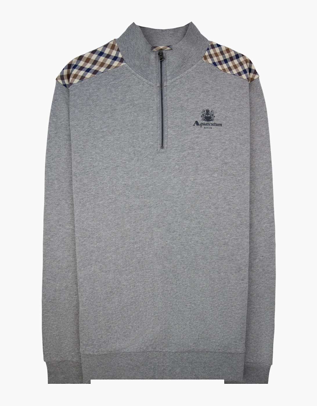 Aquascutum Cc Shoulder 1/4 Zip Sweatshirt Light Melange Grey 05, 7 of 6
