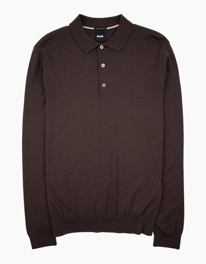 Hugo Boss Bono-l Embroidered Logo Knitted Polo Brown 210