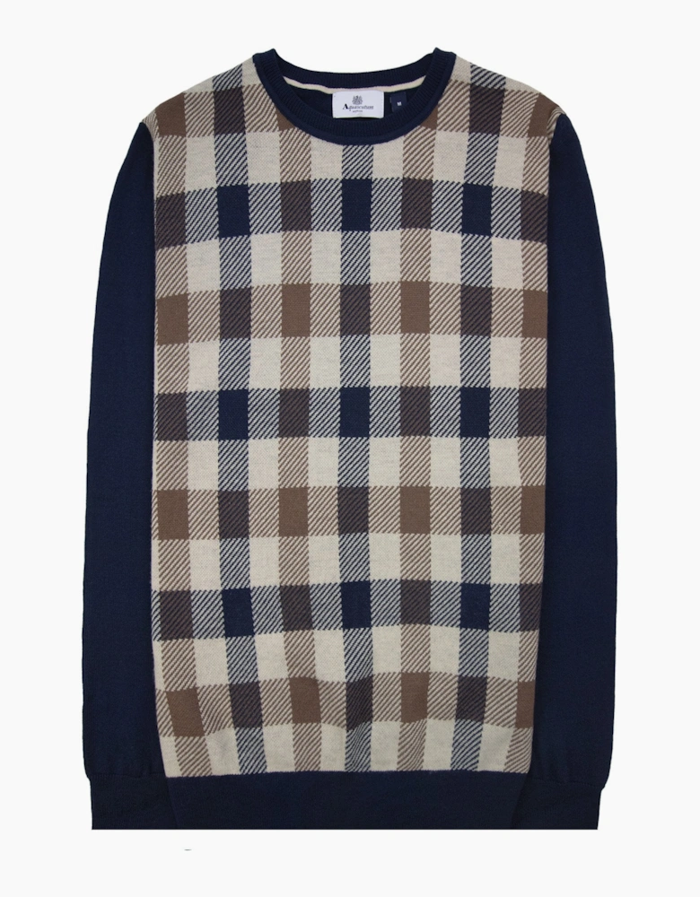 Aquascutum Active Club Check Lana Wool Sweater Navy 11