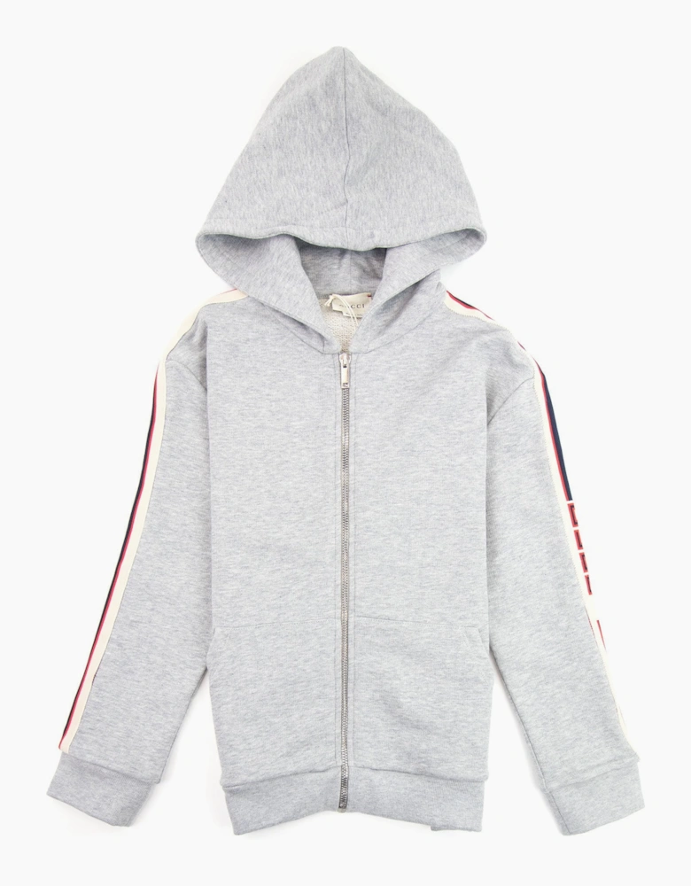 Gucci Junior Stripe Zip Up Hoody Grey 1143