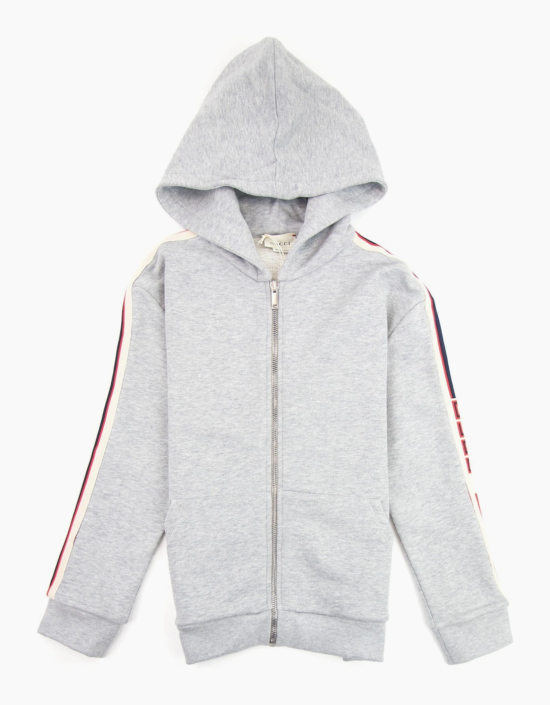Gucci Junior Stripe Zip Up Hoody Grey 1143