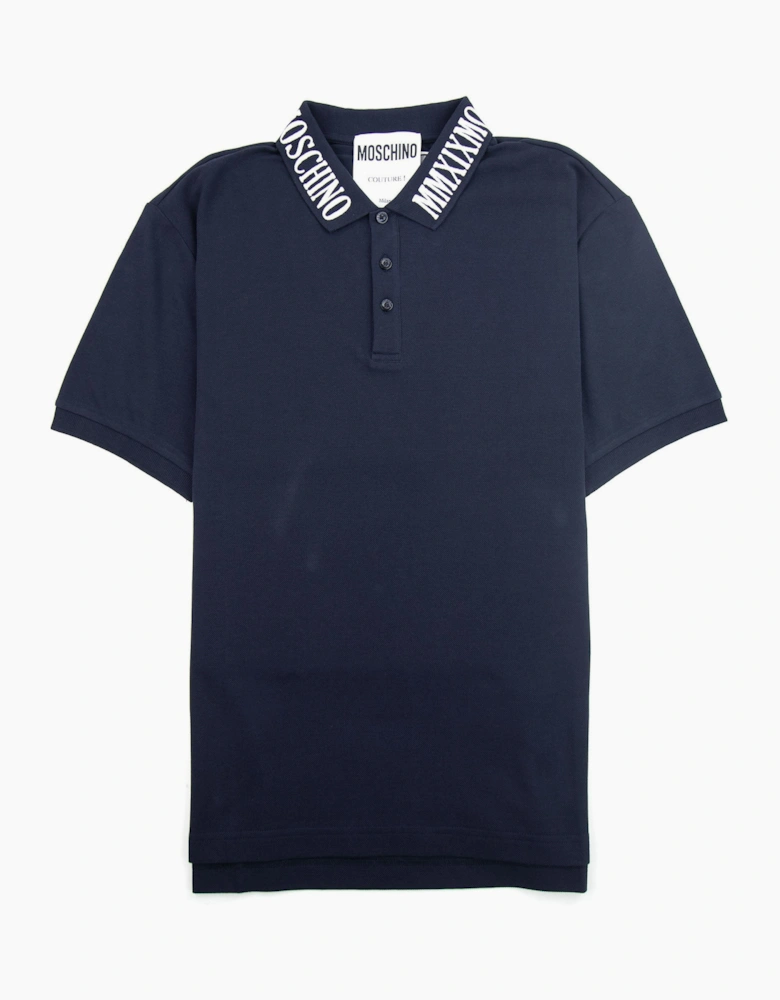 Moschino Couture Mmxix Embroidered Collar Polo Navy