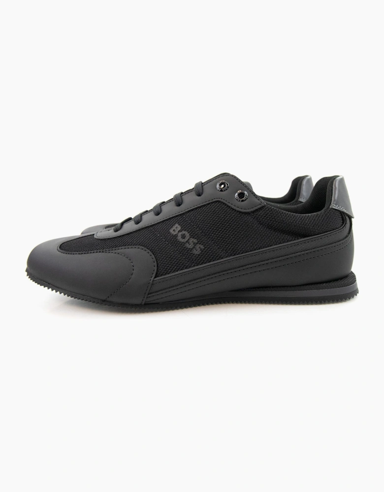 Hugo Boss Rusham Faux Leather And Mesh Trainers Black 001