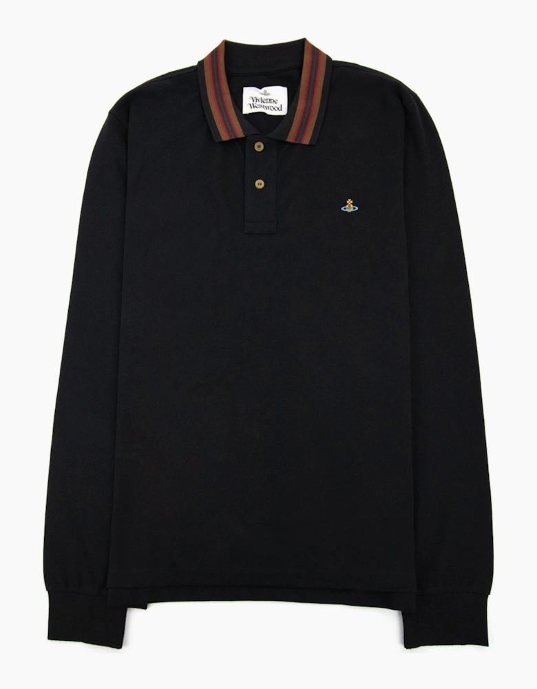 Vivienne Westwood Long Sleeve Classic Stripe Collar Polo Black