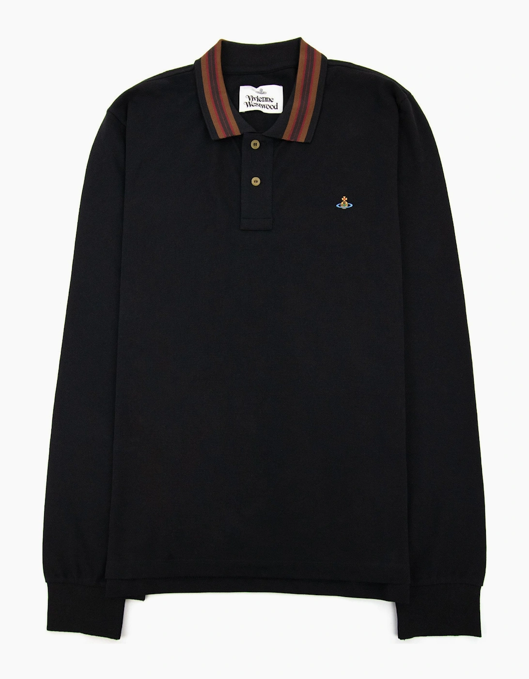 Vivienne Westwood Long Sleeve Classic Stripe Collar Polo Black