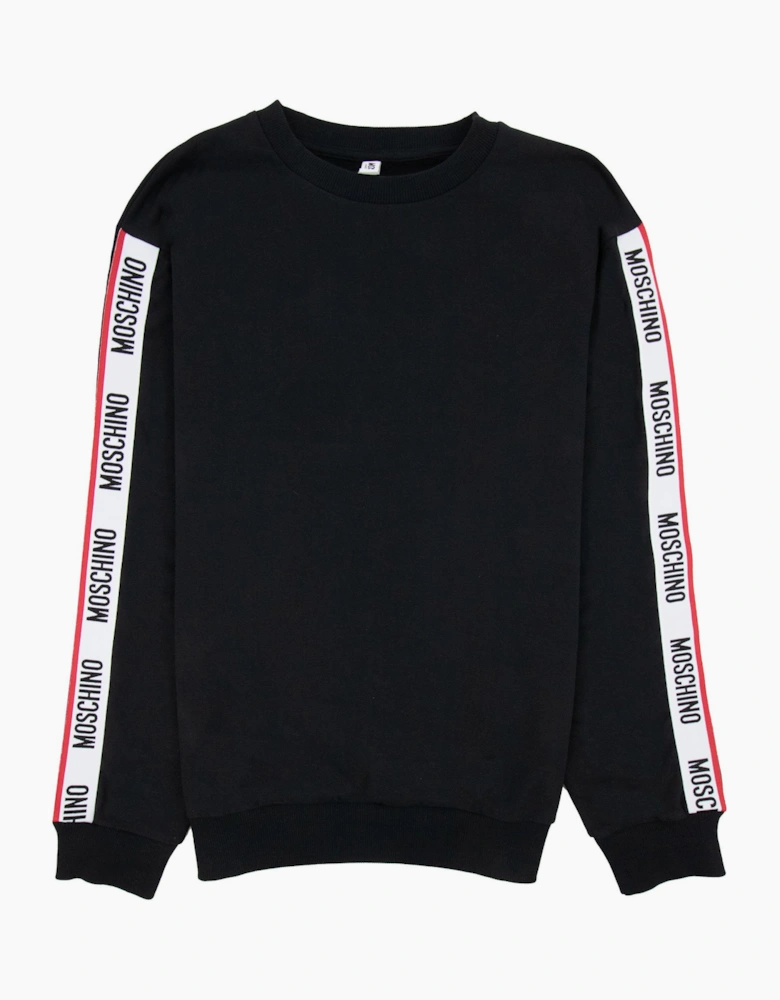 Moschino Underwear Tape Logo Crew Neck Sweatshirt Black 0555