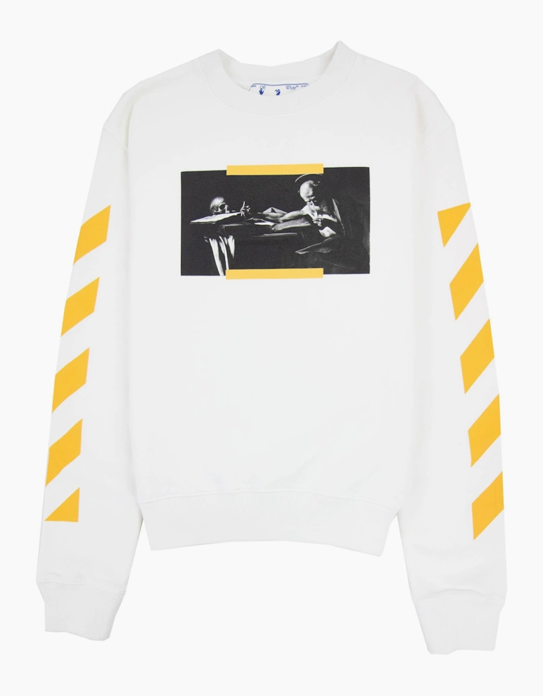 Off White Carav Painting Slim Crewneck Sweatshirt White Multi