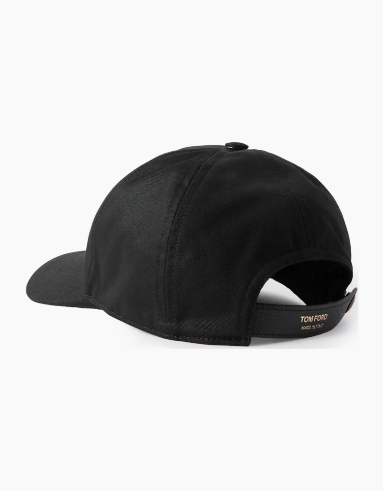 Canvas + Smooth Leather Cap Black