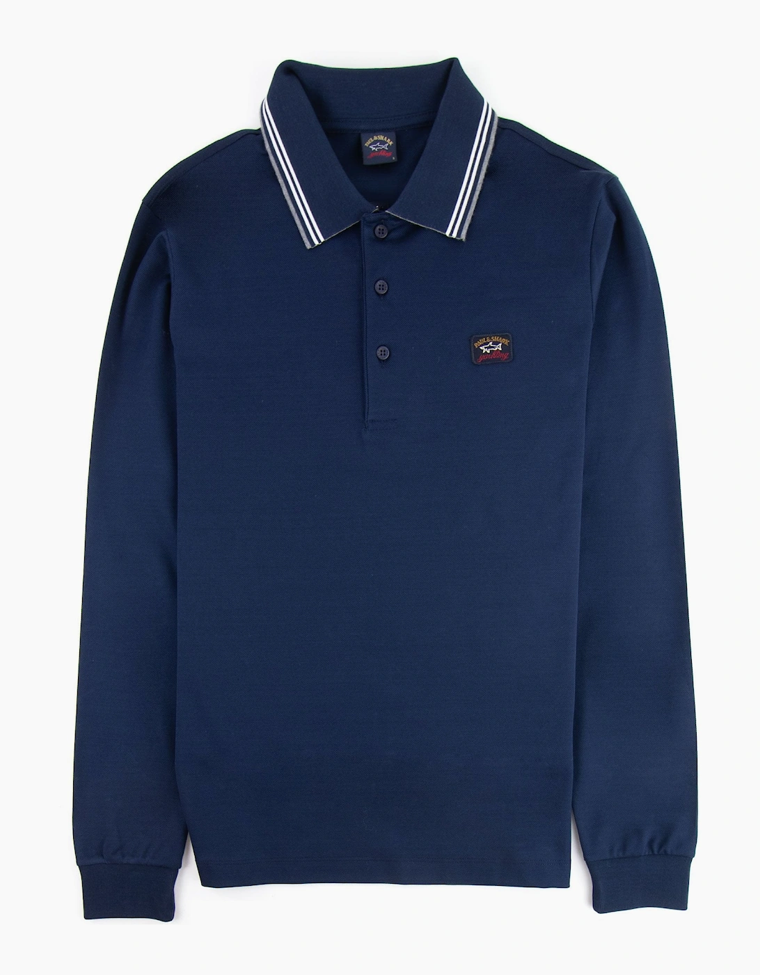 Paul And Shark Tipped Longsleeve Polo Shirt Navy