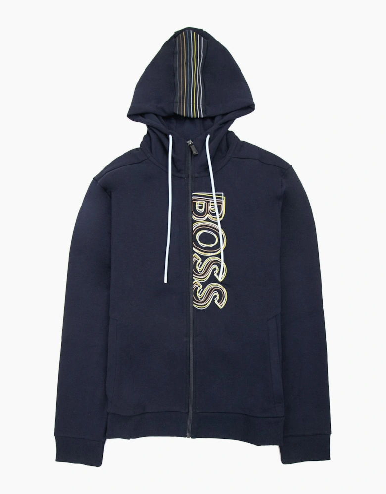 Hugo Boss Saggy 1 Multi Logo Zip Up Hoody Dark Navy 402