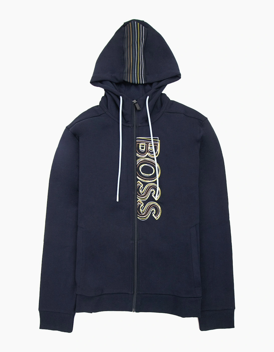 Hugo Boss Saggy 1 Multi Logo Zip Up Hoody Dark Navy 402, 5 of 4