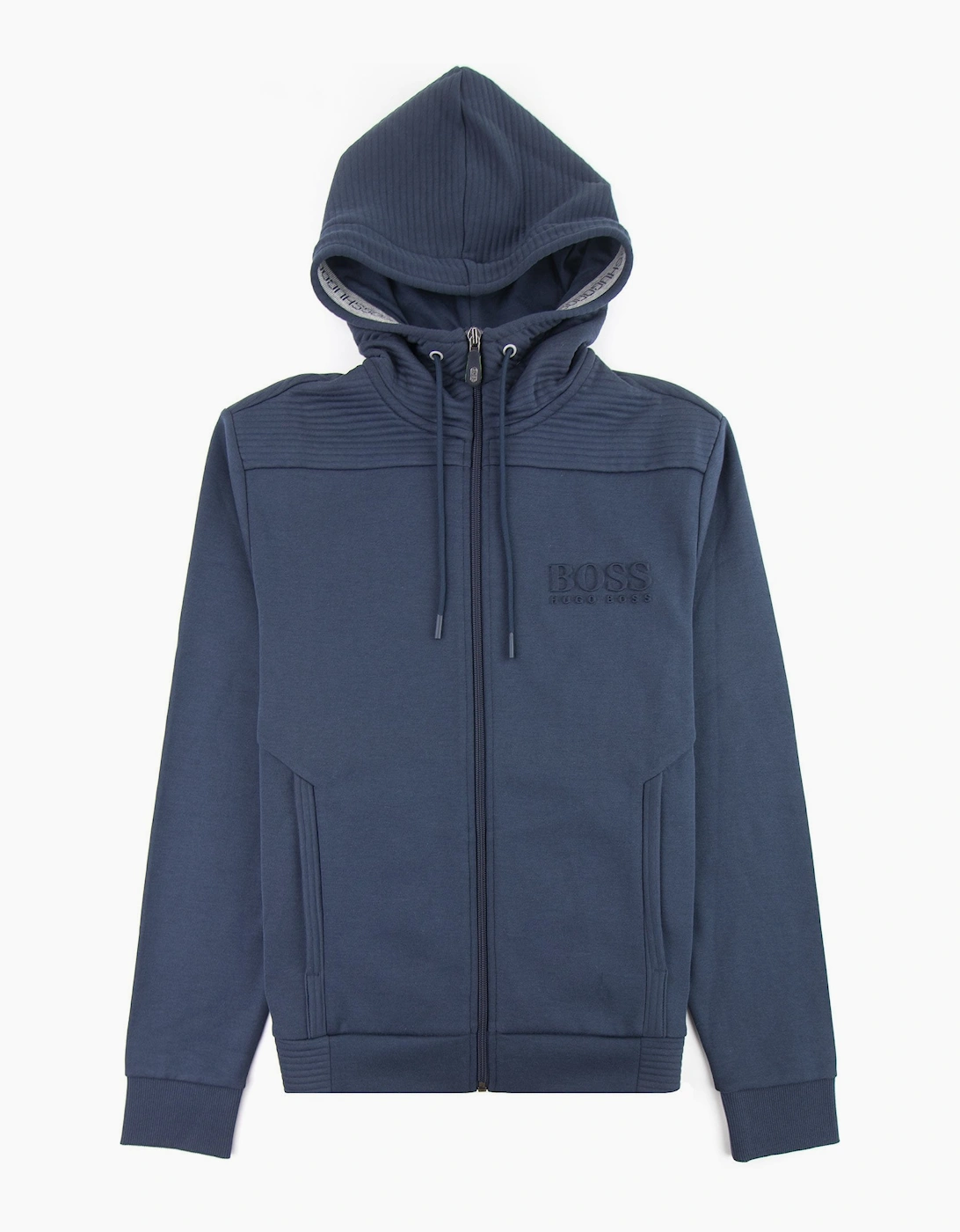 Hugo Boss Saggy Embossed Logo Hoodie Navy 410, 3 of 2