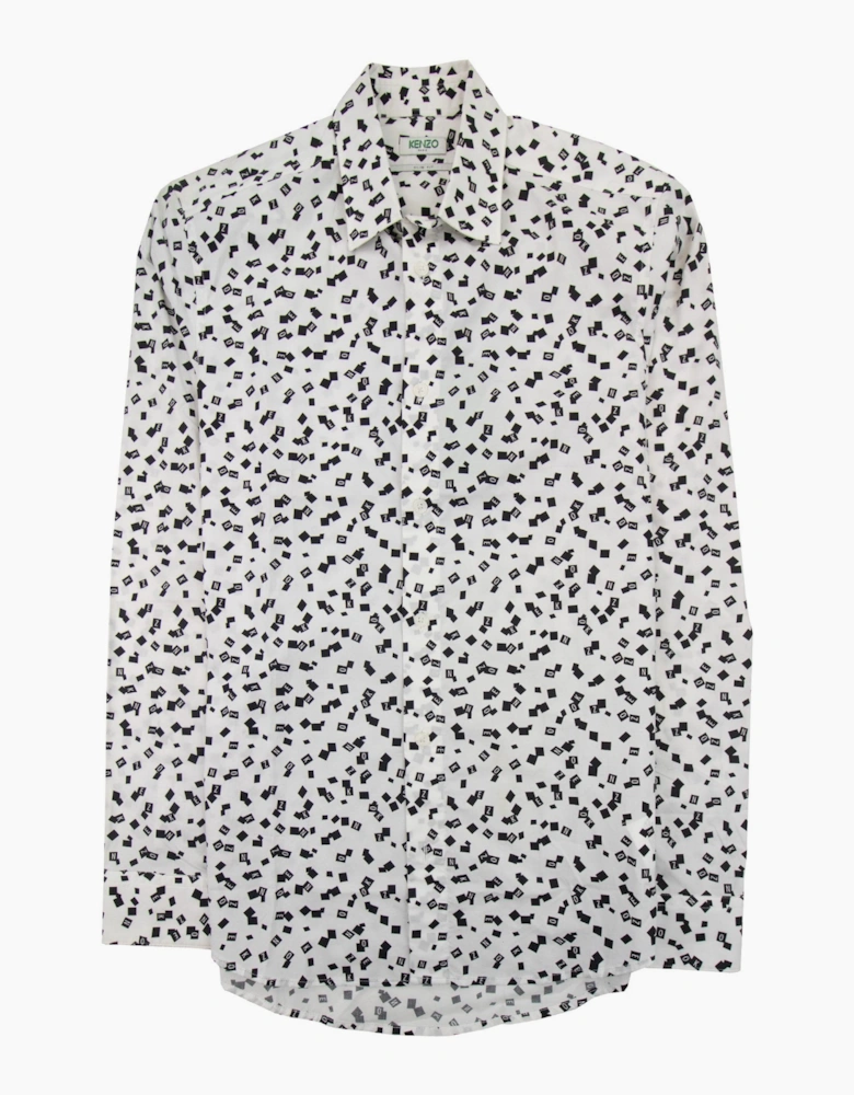 Kenzo All Over Print Letter Print Slim Fit Shirt White