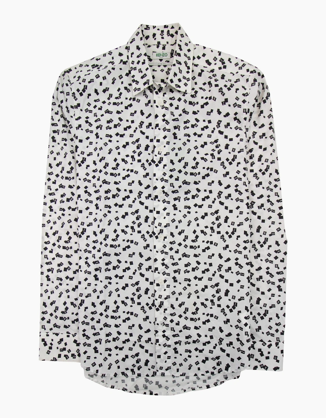 Kenzo All Over Print Letter Print Slim Fit Shirt White