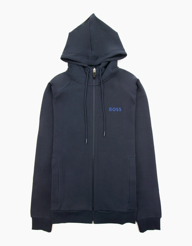 Hugo Boss Saggy 1 Embroidered Logo Zip Up Hoodie Navy 402