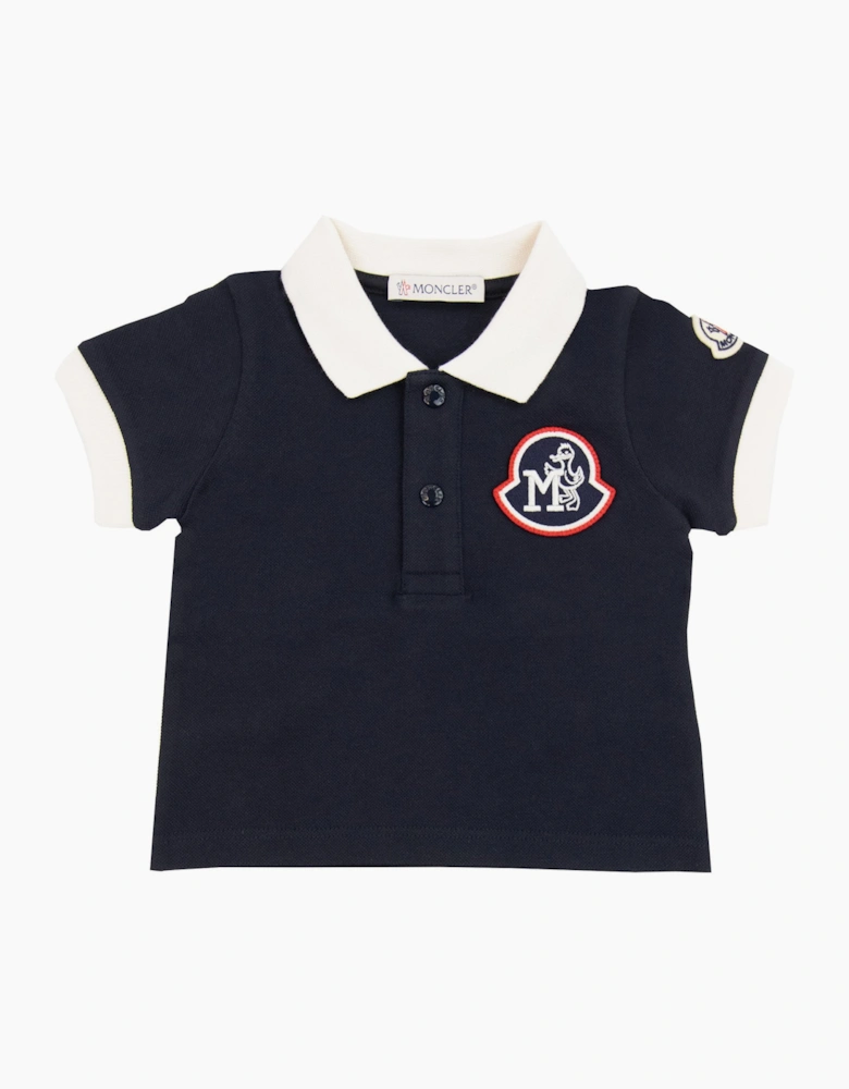Moncler Junior Monogram Polo Shirt Navy 778