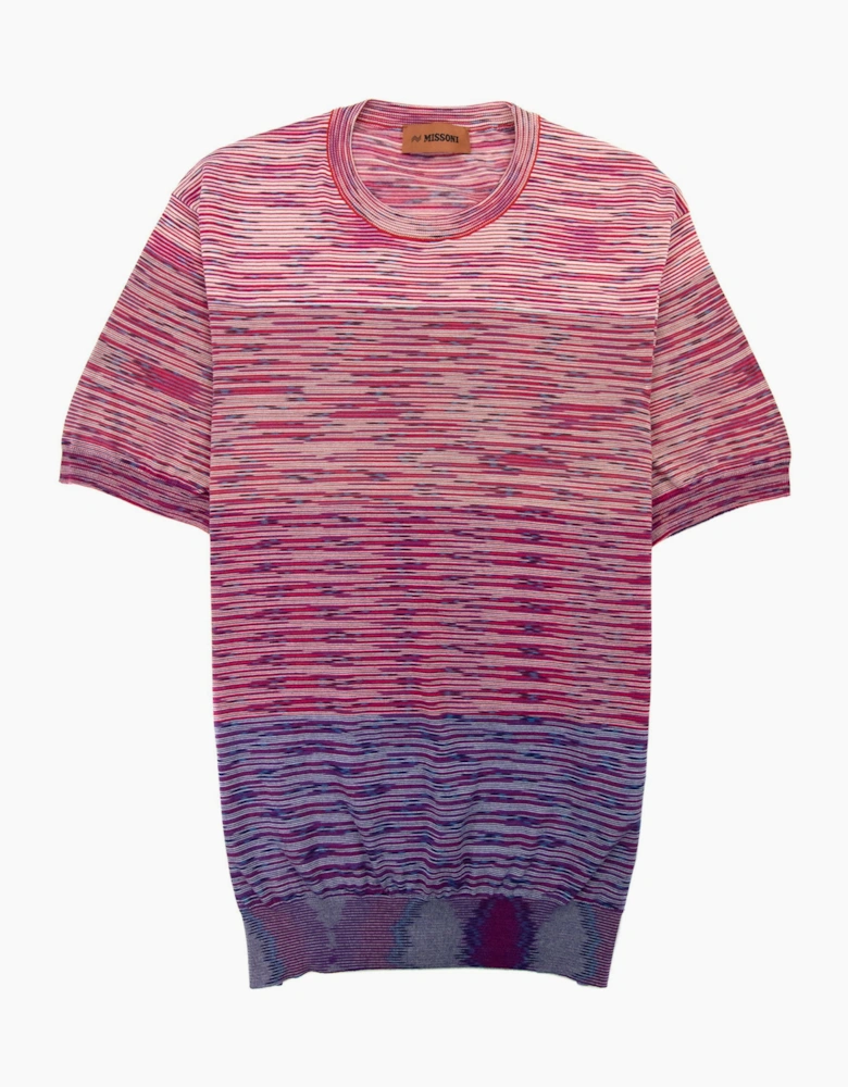 Missoni Degrade Stripes Knit S/s T Shirt Pink Multi S505y