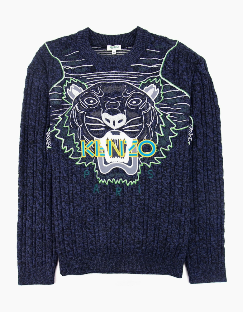 Kenzo Claw Tiger Knitted Jumper Blue