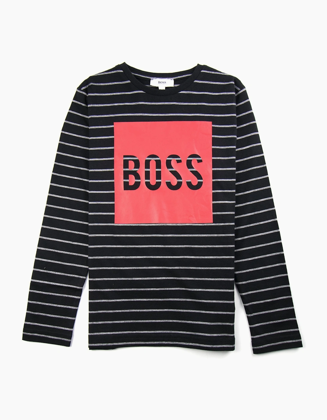 Hugo Boss Kids Red Boss Logo Stripe Long Sleeve Black, 3 of 2